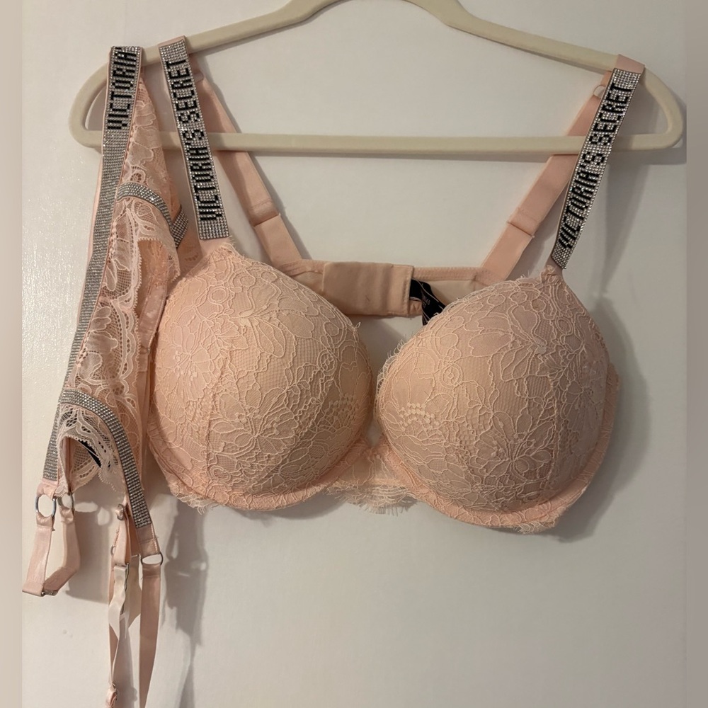 Victoria's Secret Blush Lace Bralette with Glittering Straps